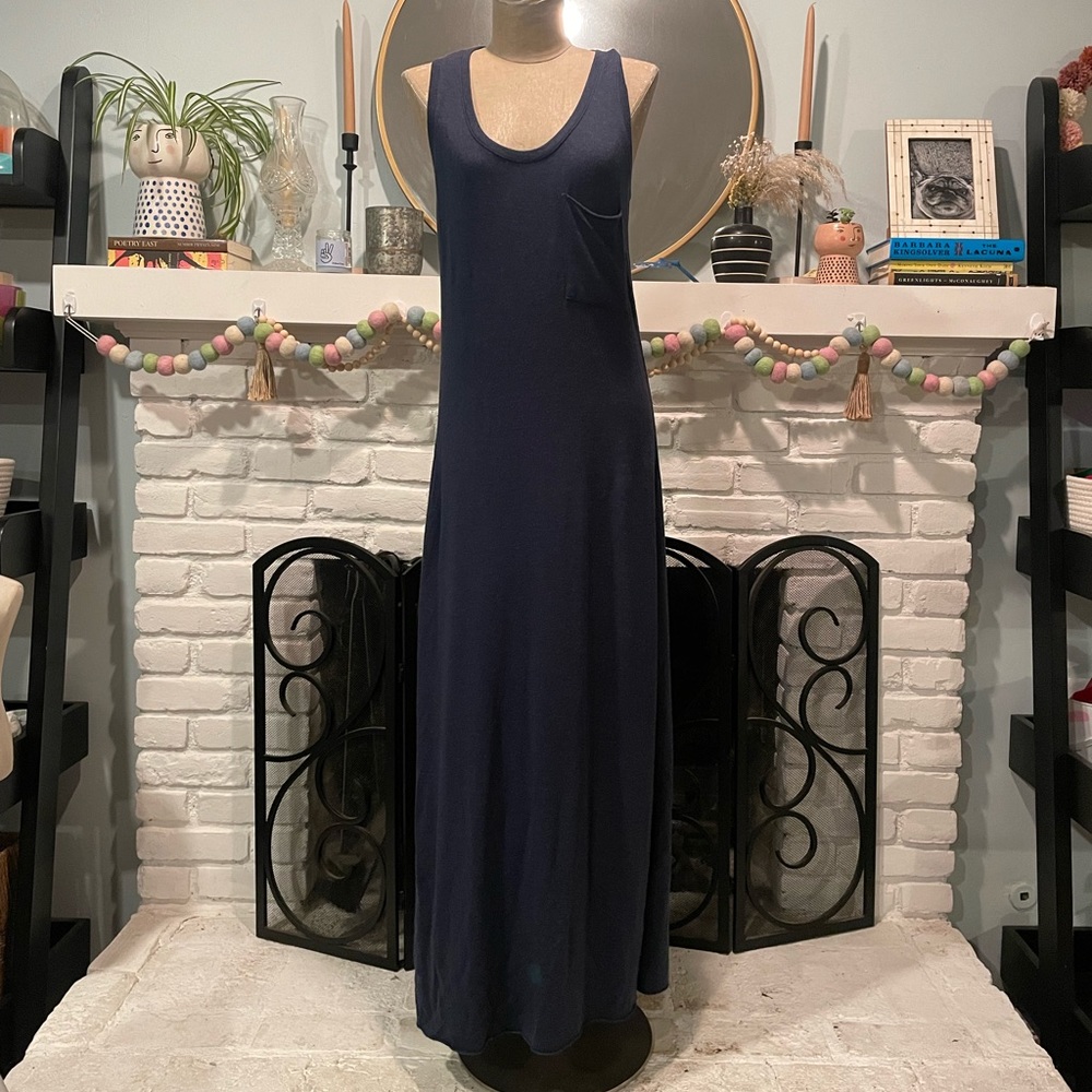 ATM Anthony Thomas Melillo racer back maxi dress navy blue small